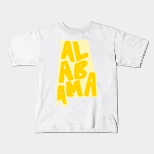 Alabama Doodle Letters Map Outline- yellow Kids T-Shirt